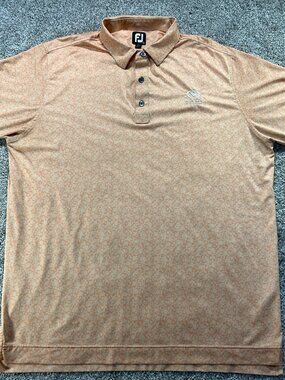 Men's FootJoy XL Floral Patter Salmon Coral Golf Polo with Company Logo